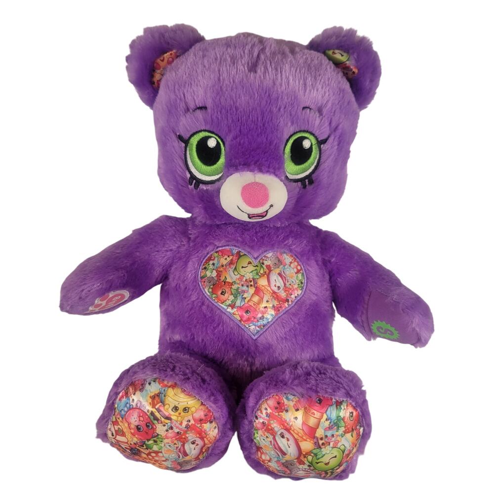Build A Bear Workshop Shopkins Purple Plush Teddy Bear Heart Feet 2013 Moose